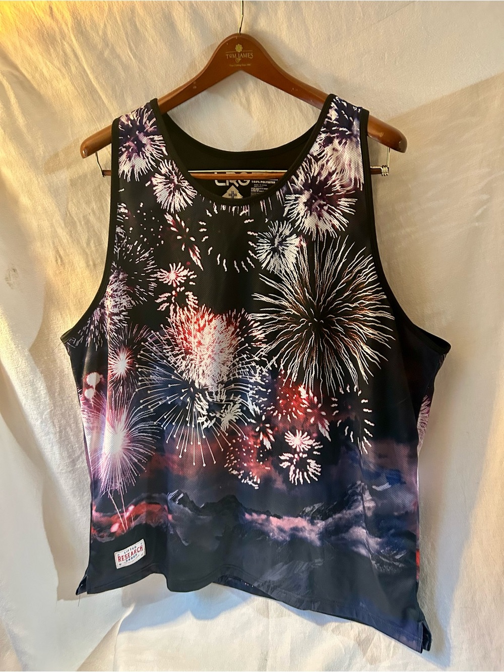 LRG Lifted Research Group Fireworks Mesh Tank Top 4XL All-Over Print Premium Fit